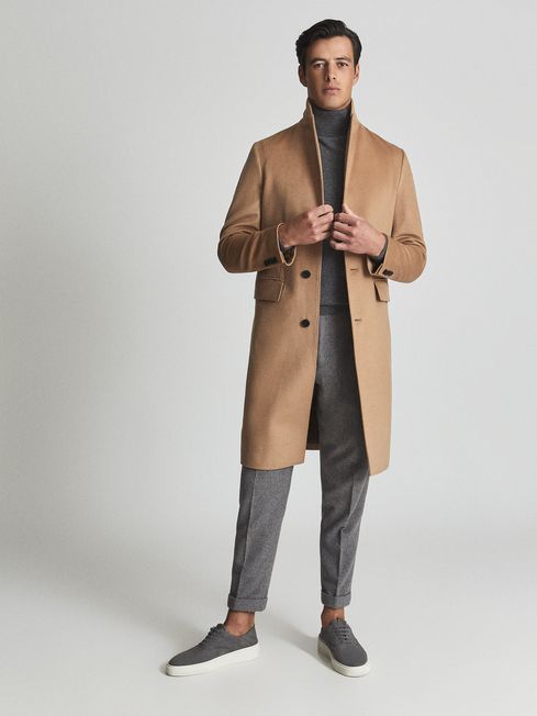 Reiss Camel Tycho 100% Cashmere Coat