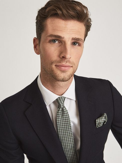 Reiss Light Green Bampton Bampton Medallion Silk Tie
