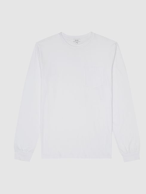 Reiss White Bruno Long Sleeved Crew Neck T-shirt