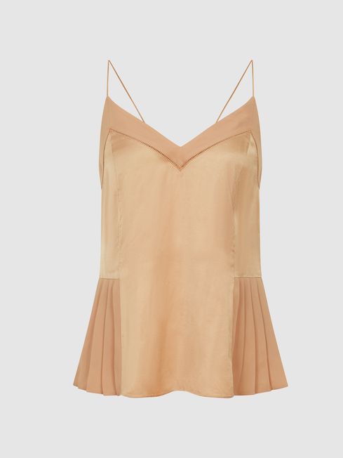 Woven Satin Cami Top in Nude | REISS USA