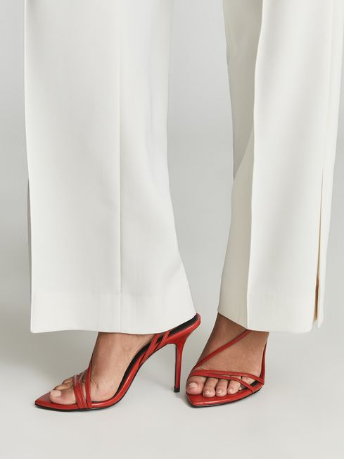 Reiss Red Adela Leather Strappy Sandals
