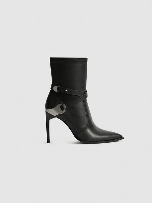 Reiss Hayworthhigh Hayworth High Leather Point Toe Boots | REISS USA