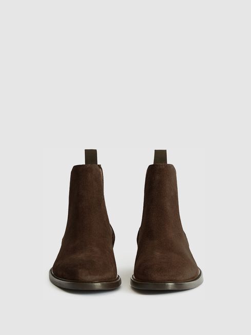 Reiss Dark Brown Tenor Suede Leather Chelsea Boots