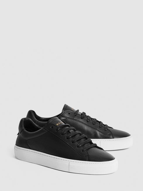 Full black leather trainers on sale