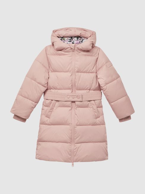 Reiss Pink Tia Junior Water Resistant Quilted Hooded Coat