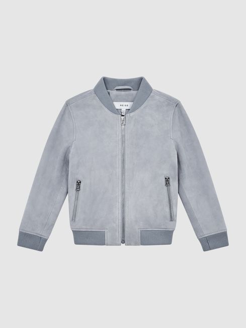 Reiss Soft Blue Dilan Junior Suede Bomber Jacket