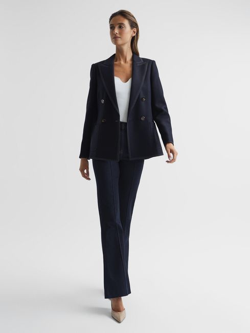 Reiss Gia Double Breasted Twill Blazer REISS Rest of World