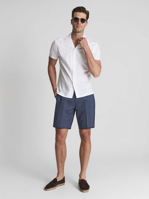 Reiss Indigo Clear Tailored Linen Shorts