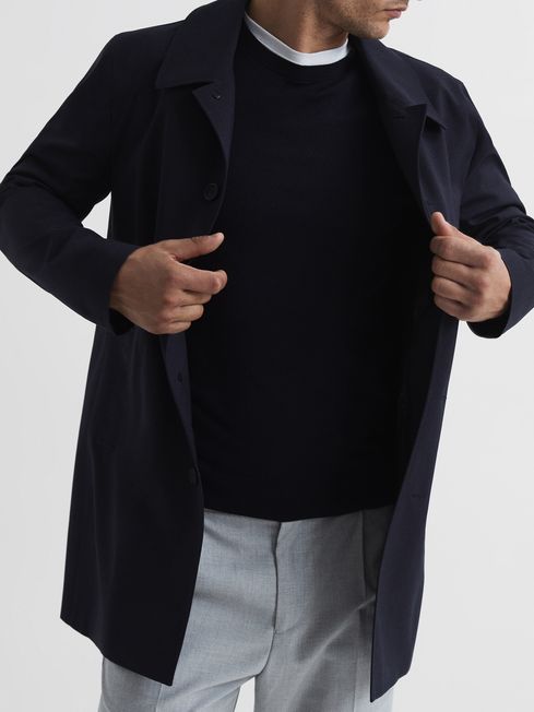 Reiss Navy Perrin Trench With Removable Zip Neck Insert