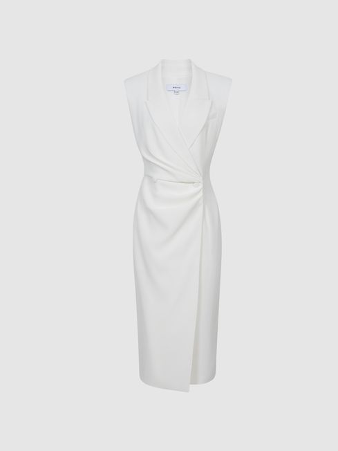 Reiss Cecile Tuxedo Bodycon Midi Dress REISS