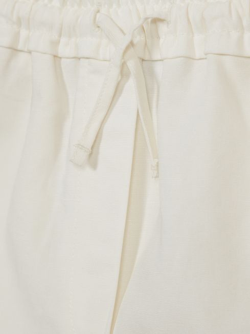 Reiss White Macey Junior Linen Shorts