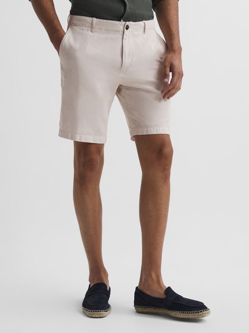 Reiss Stone Ezra Cotton-Linen Blend Shorts