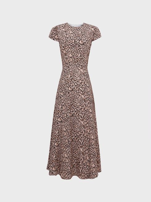 Cut Out Back Midi Dress in Brown REISS Germany