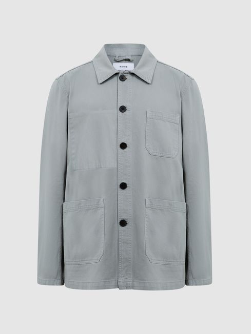 Casual Worker Jacket in Soft Sage REISS Canada