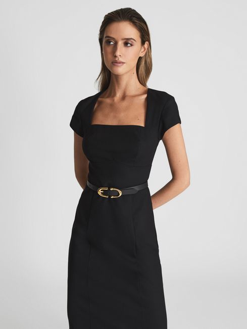 Reiss Black Haisley Tailored Dress