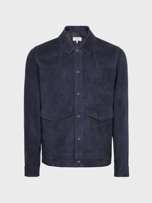 Reiss Blue Anderson Suede Jacket