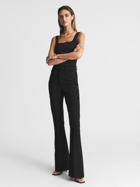 Reiss Black Dylan Petite Flared Trousers