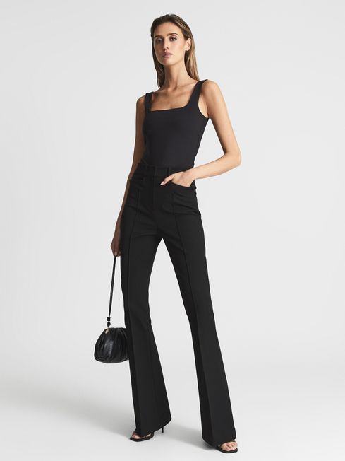 Petite Flared Trousers in Black