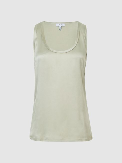 Silk Front Vest in Mint