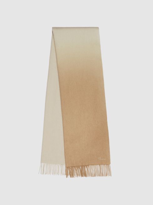 Reiss Neutral Picton Woven Cashmere Blend Scarf