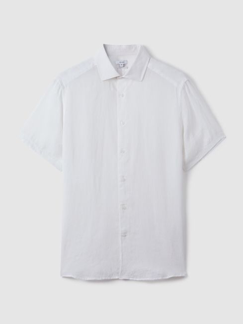 Reiss Holiday Slim Fit Linen Button-Through Shirt | REISS USA