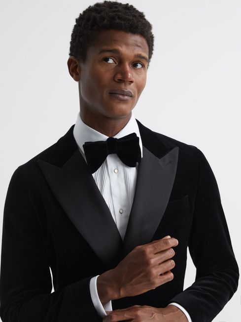 Black velvet tuxedo slippers discount