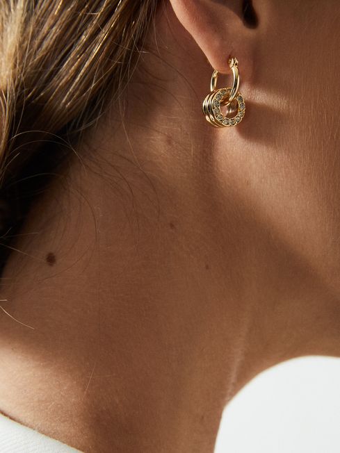 Reiss Arabella Crystal Embellished Hoop Earrings REISS Rest of Europe