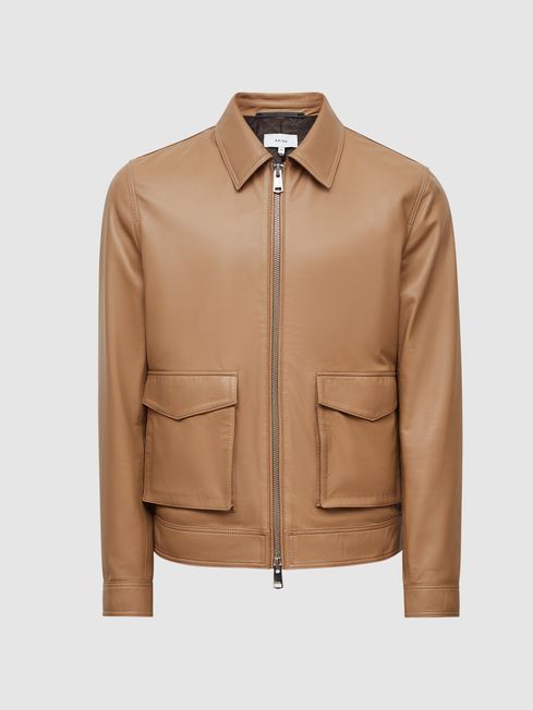 Reiss mens leather jacket deals