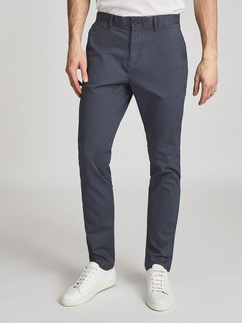 Reiss Airforce Blue Pitch Slim Fit Washed Chinos