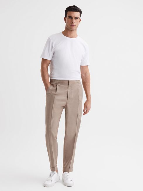Reiss Brighton Relaxed Drawstring Trousers with Turn-Ups | REISS USA