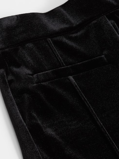 Reiss Black Joy Junior Velvet Flared Trousers