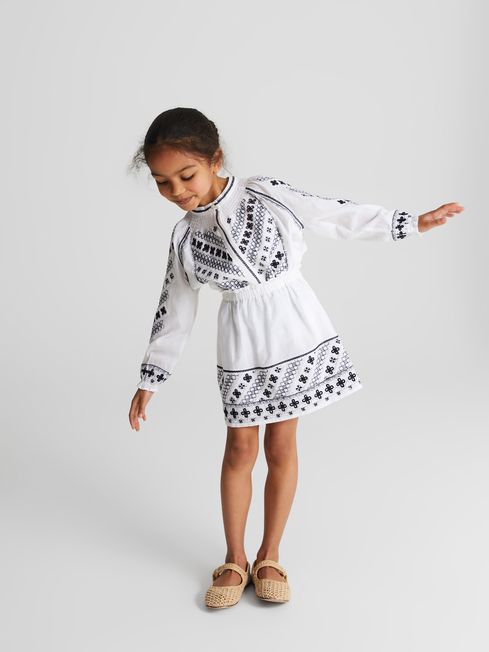 White embroidered mini skirt online