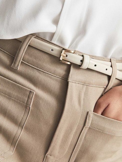 Reiss Off White Molly Mini Leather Belt