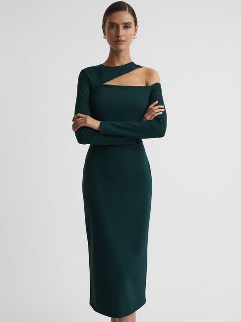 Reiss Tiffany Bodycon Off-The-Shoulder Midi Dress | REISS USA