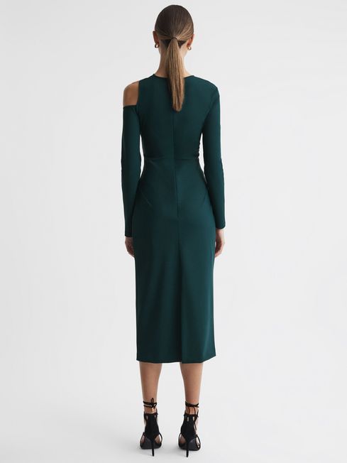 Reiss Teal Tiffany Bodycon Off-The-Shoulder Midi Dress