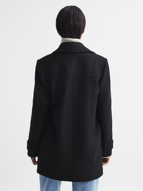 Reiss Black Maisie Wool Blend Double Breasted Coat