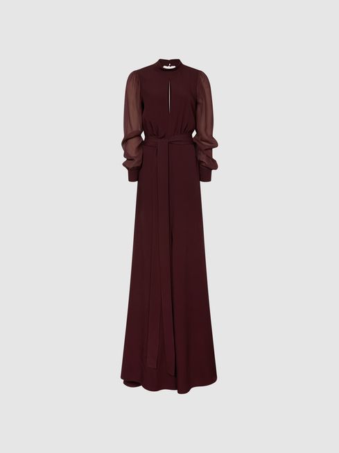 Long Sleeve Maxi Dress in Burgundy
