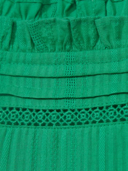Reiss Green Iris Jr Textured Midi Dress