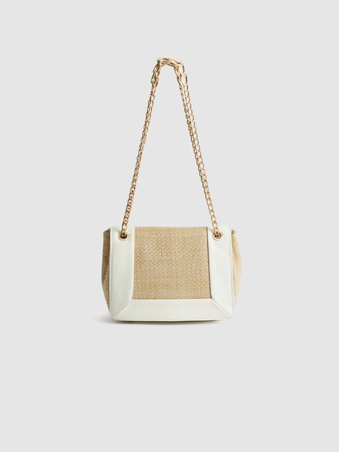 Bordered Chain Cross Body Bag in Off White REISS Ireland