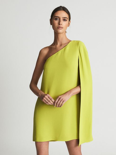 Reiss Samantha Cape One Shoulder Mini Dress | REISS USA