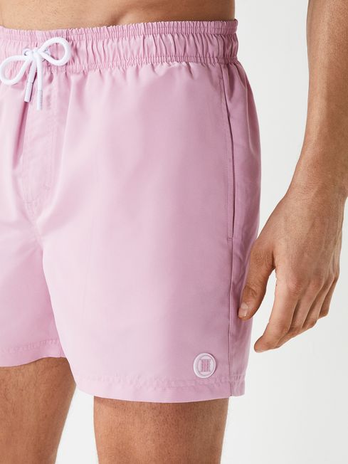 Reiss Soft Pink Wave Plain Drawstring Swim Shorts