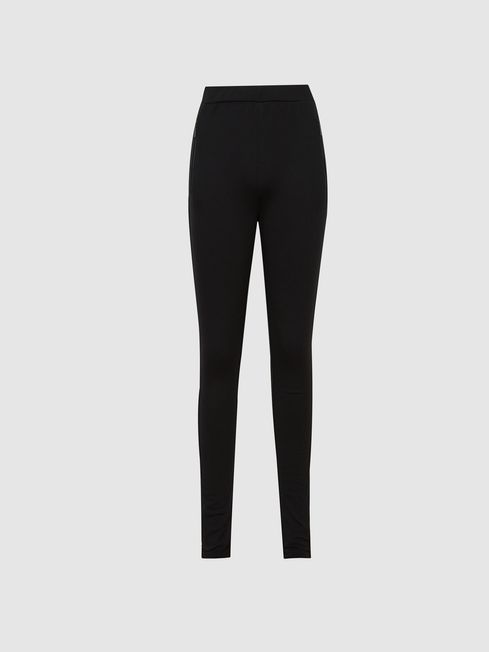 Petite Zip Detail Leggings in Black REISS USA