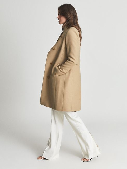 Reiss Camel Mia Wool Blend Mid Length Coat
