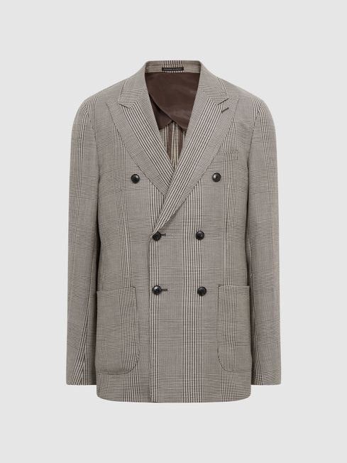 Reiss Play Double Breasted Prince Of Wales Check Blazer | REISS USA