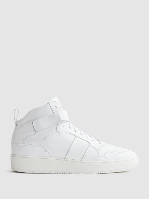 Reiss White Aira High Top Leather Trainers