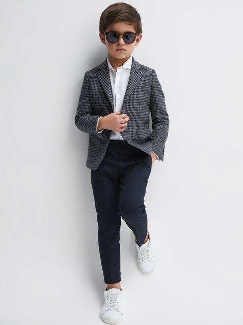 4 9 yrs Puppytooth Single Breasted Blazer in Navy Brown Puppytooth REISS USA