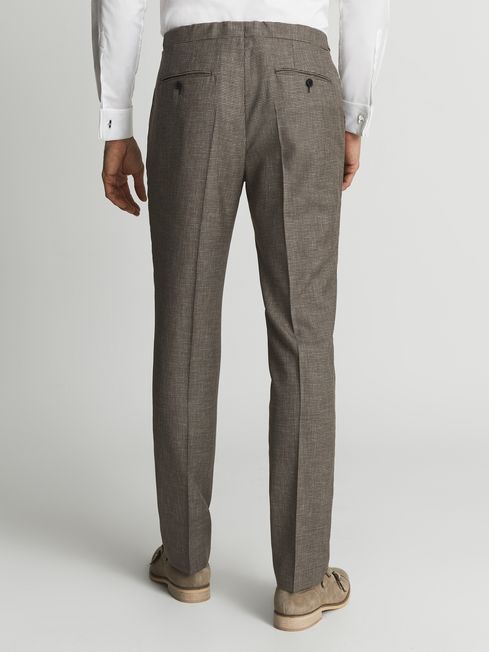 Reiss Brown Dome Puppytooth Mixer Trousers