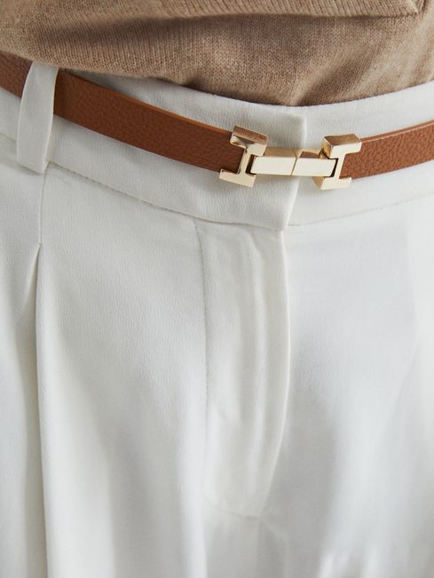 Reiss Hayley Leather Square Hinge Belt | REISS USA