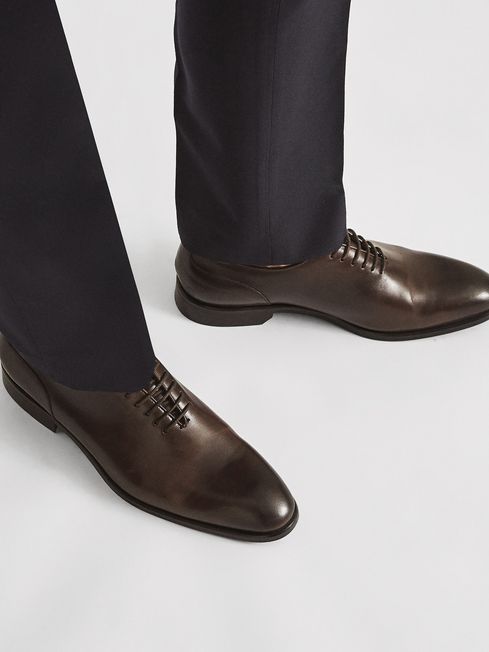 Reiss Dark Brown Leather Whole Cut Shoes