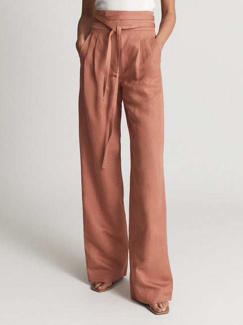 Reiss Clemmie broek met taille en wijde pijp | REISS Nederland